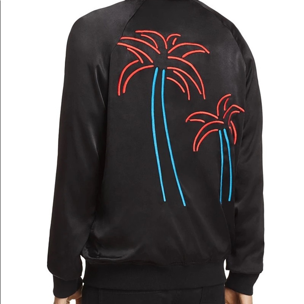 NANA JUDY EMBROIDERED PALM TREE BOMBER JACKET MEN’S SMALL IN A NEON HUE
